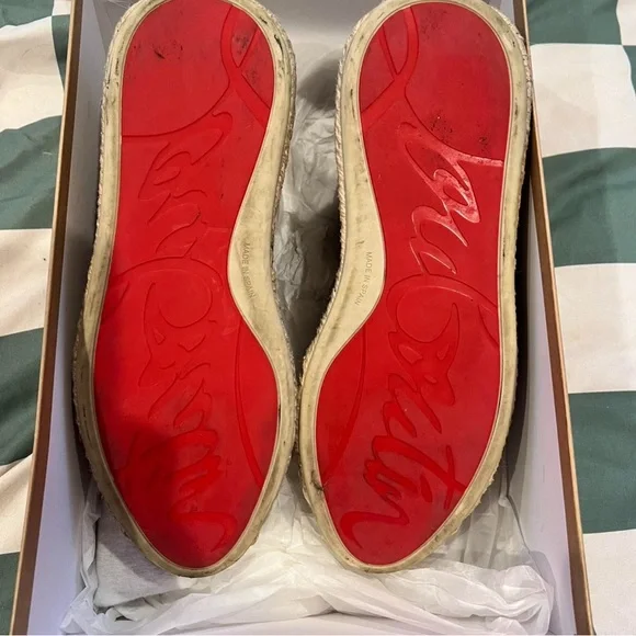 Christian Louboutin Navy Canvas Red Bottom Sneakers